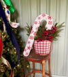 Red & White Wood Candy Cane Decorative Hanger