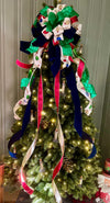 The Lita Red Navy & Green Vintage Style Christmas Tree Topper Bow