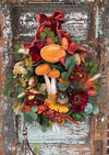 The Octavia Yellow, Orange & Russet Fall Wreath For Front Door, Autumn country cottage wreath, Farmhouse fall mushroom wreath, Sunflower