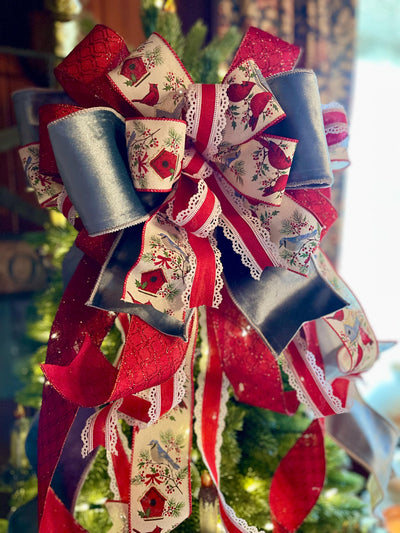 The Violet Red & French Blue Velvet Christmas Tree Topper Bow