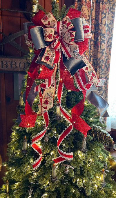 The Violet Red & French Blue Velvet Christmas Tree Topper Bow