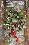 The Stacey Eucalyptus Persimmon & Blueberry Wreath For Front Door, Autumn cottage wreath, All season wreath, summer wreath, French country