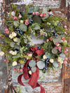 The Stacey Eucalyptus Persimmon & Blueberry Wreath For Front Door, Autumn cottage wreath, All season wreath, summer wreath, French country