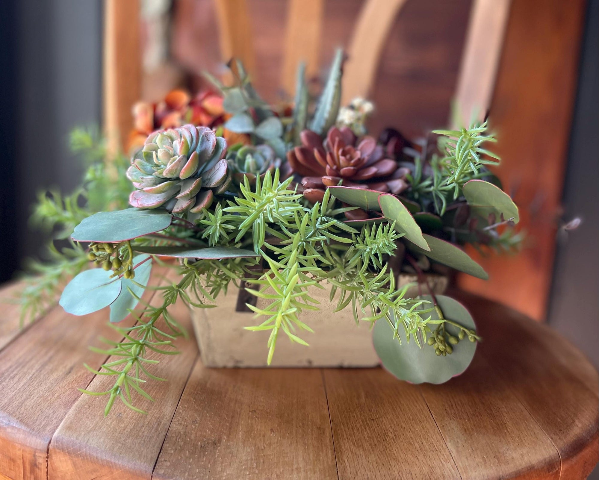 rustic succulent centerpieces Faux Succulent Centerpiece
