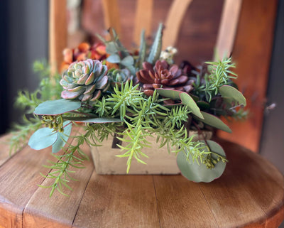succulent table Faux Succulent Centerpiece