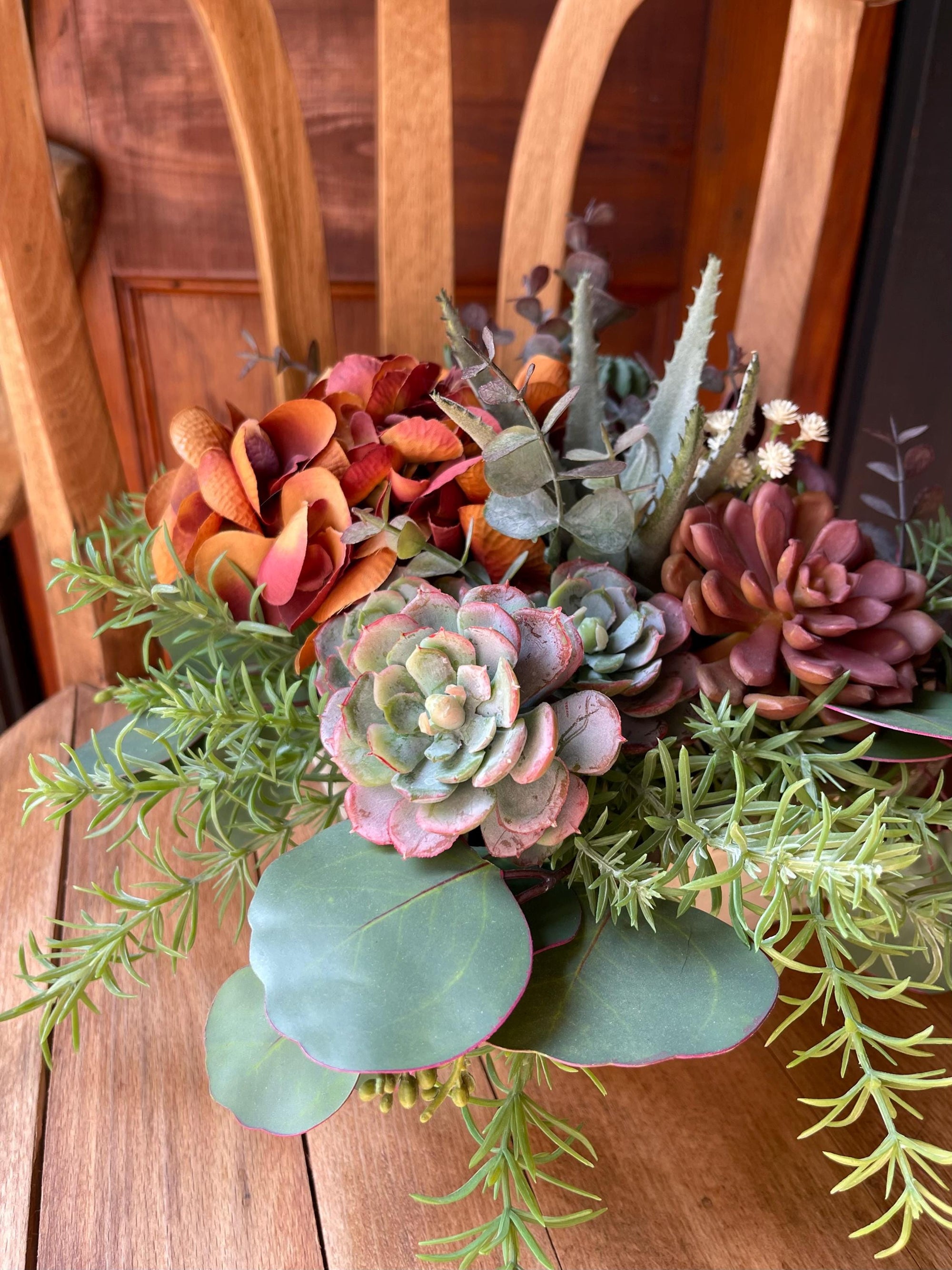 succulent vase arrangements Faux Succulent Centerpiece
