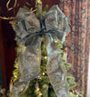 The Midori Sage Green & Silver Christmas Tree Topper Bow