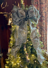 The Midori Minty Sage Green & Silver Christmas Tree Topper Bow