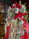 The Kristina Red Green & White Christmas Tree Topper Bow