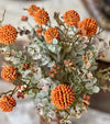 Fall Garden Greenery Bush, Orange Silk flower greenery, artificial flower bush, craft supply, button bush, artificial green bush