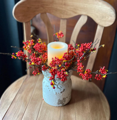 Fall Bittersweet Candle Ring, Autumn accent ring, orange berry candle ring, farmhouse decor, Halloween decor