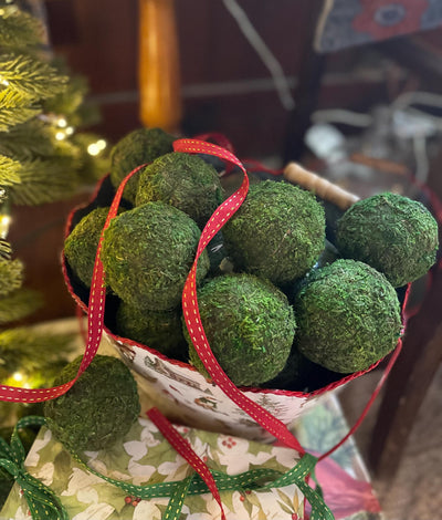 Preserved Moss Greenery Ball Pack Of Six, farmhouse mantle decor, greenery sphere urn filler, wreath making supply, Craft supply