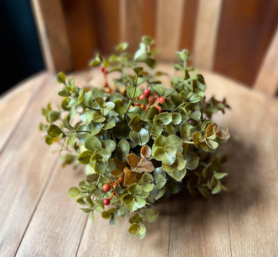 Harvest Half Sphere Eucalyptus & Berry, farmhouse mantle decor, Fall greenery sphere urn filler, wreath making supply, Craft supply