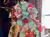 Red Mint & White Gingerbread Christmas Tree Topper Bow -The Ginny, Tree trimming bow, long streamer bow, large Ribbon topper, Whimsical bow