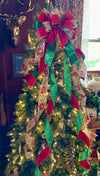 The Lottie Red & Green Velvet Tree Top Bow