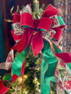 Red & Green Velvet Tree Top Bow - The Lottie