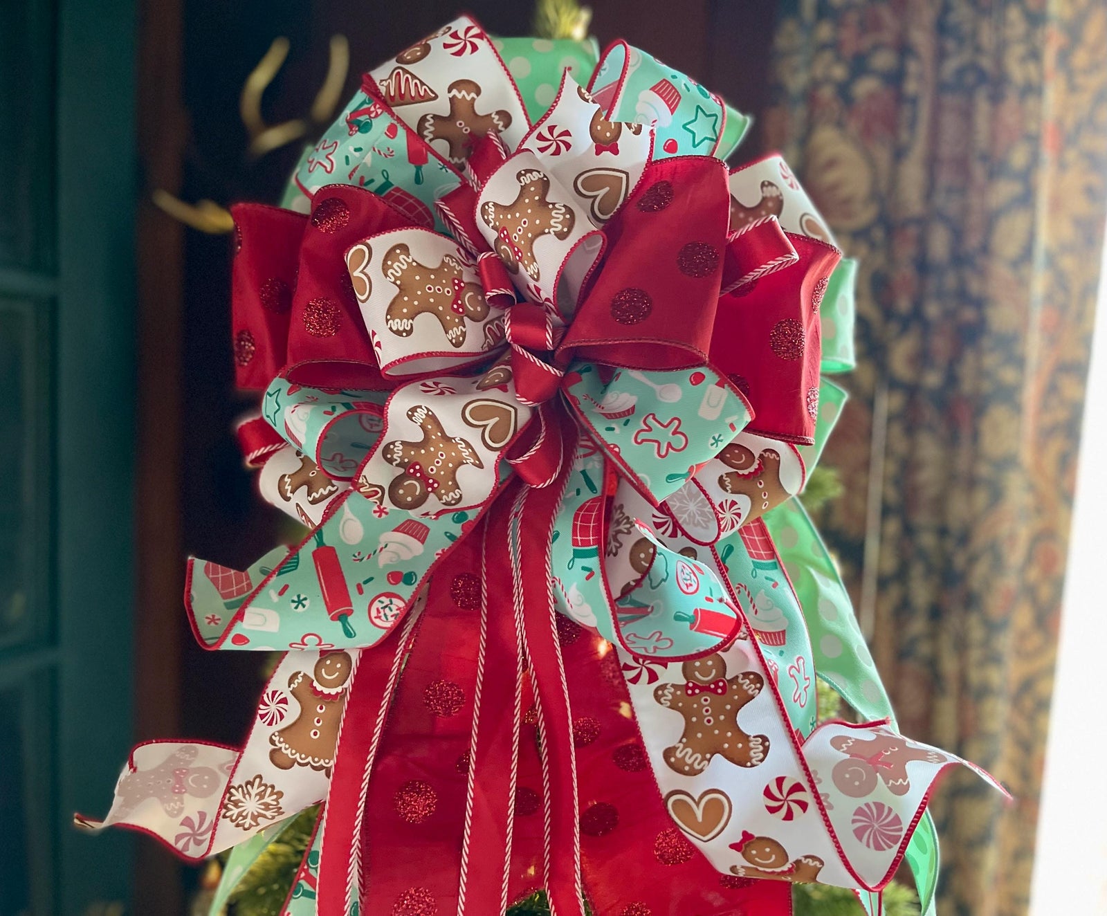 The Honey Gingerbread Man Christmas Tree Topper Bow