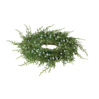 The Liza Juniper & Berry Pine Christmas Candle Ring, winter candle ring, mini green christmas wreath, farmhouse Christmas decor