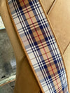 White Navy Blue & Beige Plaid Wired Ribbon 2.5" x 10 YARD ROLL