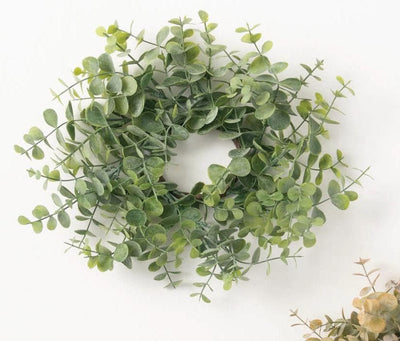 Eucalyptus Candle Ring, Greenery Mini Wreath, Candle Wreath, Mantle decor, Kitchen island decor, farmhouse year round decor, Fall