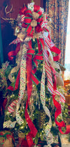 The Wendy Red White & Green Christmas Tree Topper Bow