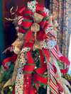 The Wendy Red White & Green Christmas Tree Topper Bow