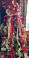 The Wendy Red White & Green Christmas Tree Topper Bow