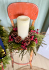 The Grace Cedar Red Berry & Magnolia Leaf Christmas Candle Ring