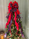 The Diana Red & Navy Blue Snowflake Christmas Tree Topper Bow