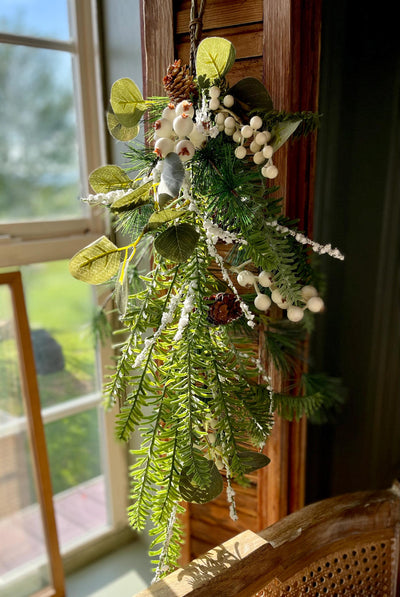 White snowy berry & mixed pine Christmas swag, ready to ship, holiday swag, wreath making supply, farmhouse decor, christmas decor