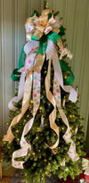 The Cynthia Green White & Gold Retro Christmas Tree Topper Bow