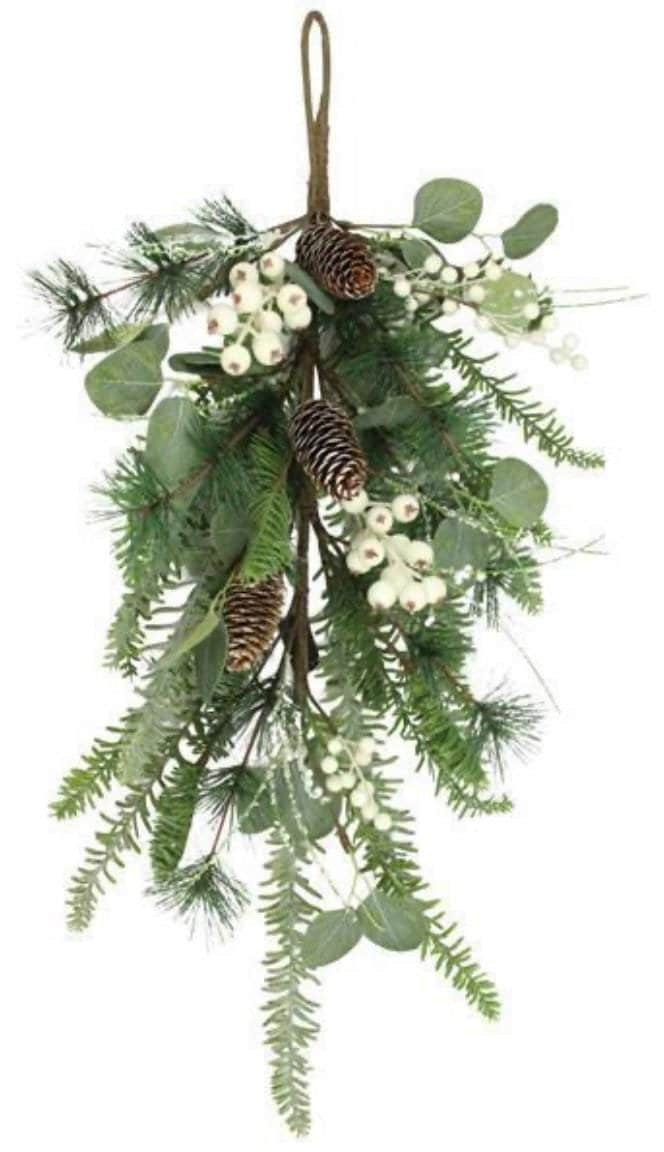 White snowy berry & mixed pine Christmas swag, ready to ship, holiday swag, wreath making supply, farmhouse decor, christmas decor