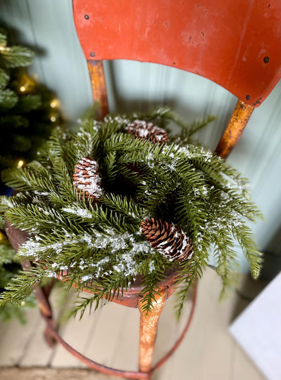 The Stephan Snowy Pine Candle Ring, Icy winter candle ring, mini christmas wreath, farmhouse Christmas decor, Cottage core decor