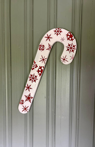 Red & White Wood Candy Cane Decorative Hanger