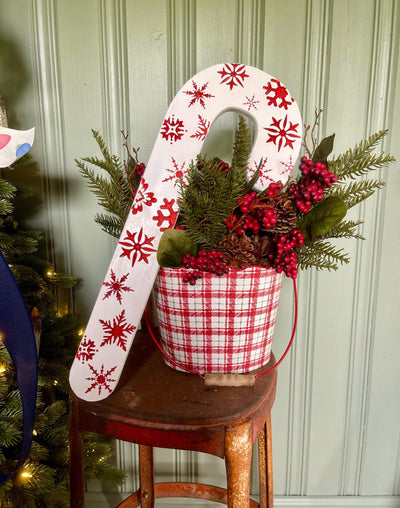 Red & White Wood Candy Cane Decorative Hanger