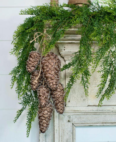 Copper Bronze Glitter Pinecone Cluster