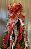 The Lila Red Green & Gold Christmas Tree Topper Bow