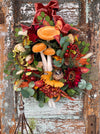 The Octavia Yellow, Orange & Russet Fall Wreath For Front Door, Autumn country cottage wreath, Farmhouse fall mushroom wreath, Sunflower