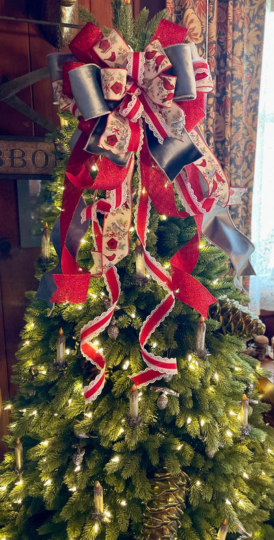 The Violet Red & French Blue Velvet Christmas Tree Topper Bow