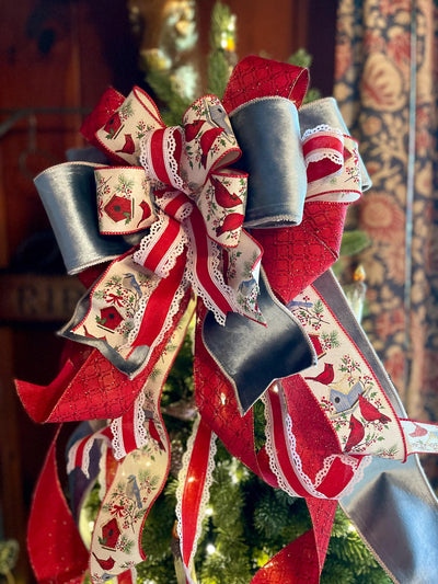 The Violet Red & French Blue Velvet Christmas Tree Topper Bow