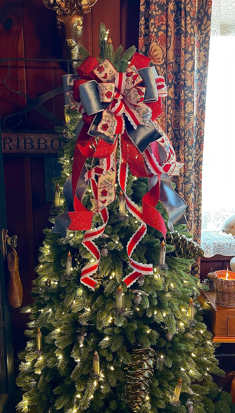 The Violet Red & French Blue Velvet Christmas Tree Topper Bow