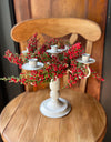 The Alexis White Distressed Candelabra~Farmhouse candle stand for pillar candle