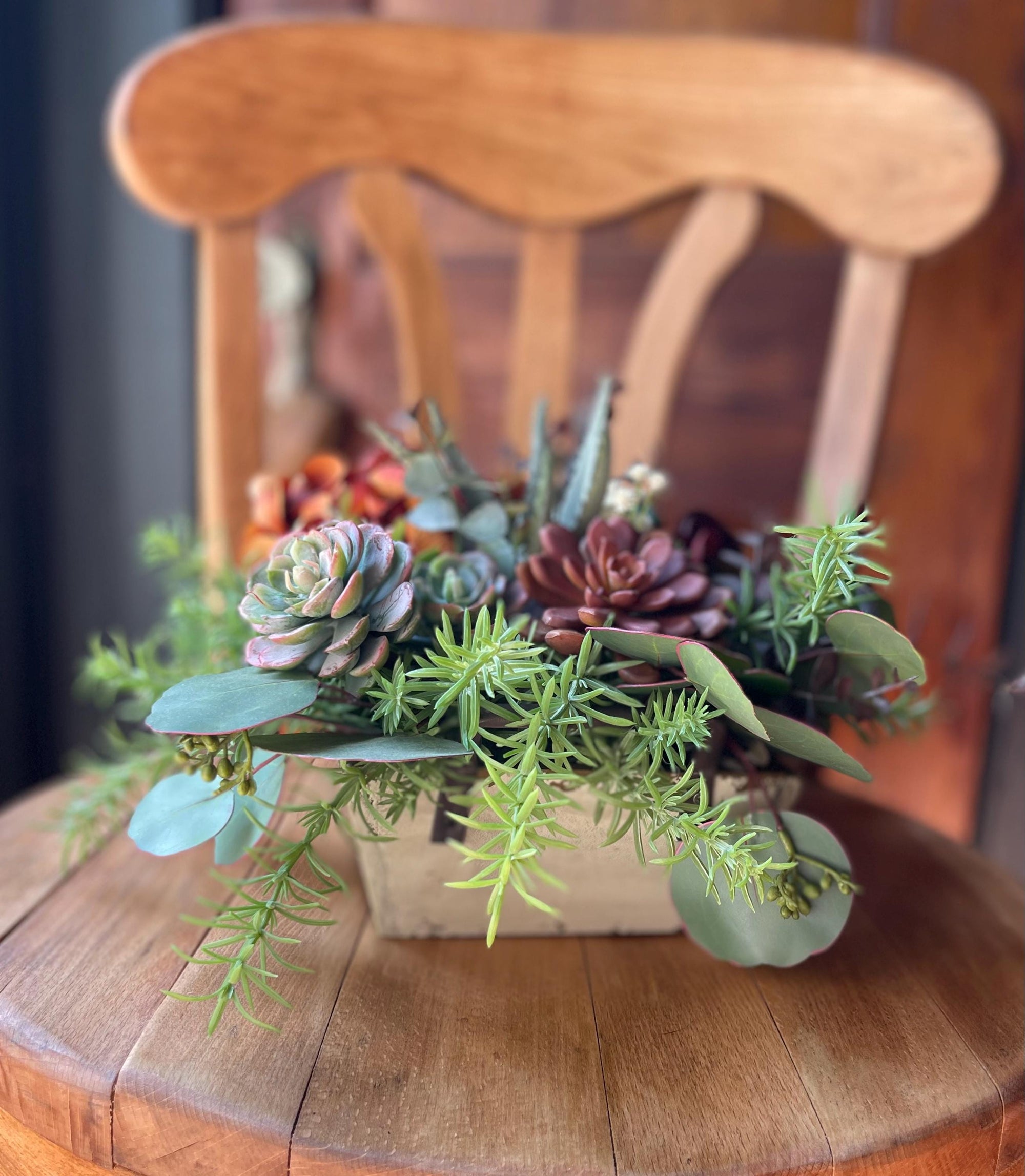 faux potted succulent centerpiece Faux Succulent Centerpiece