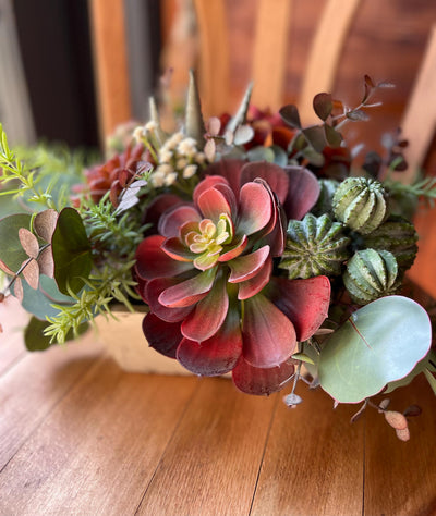 faux succulent bouquet Faux Succulent Centerpiece