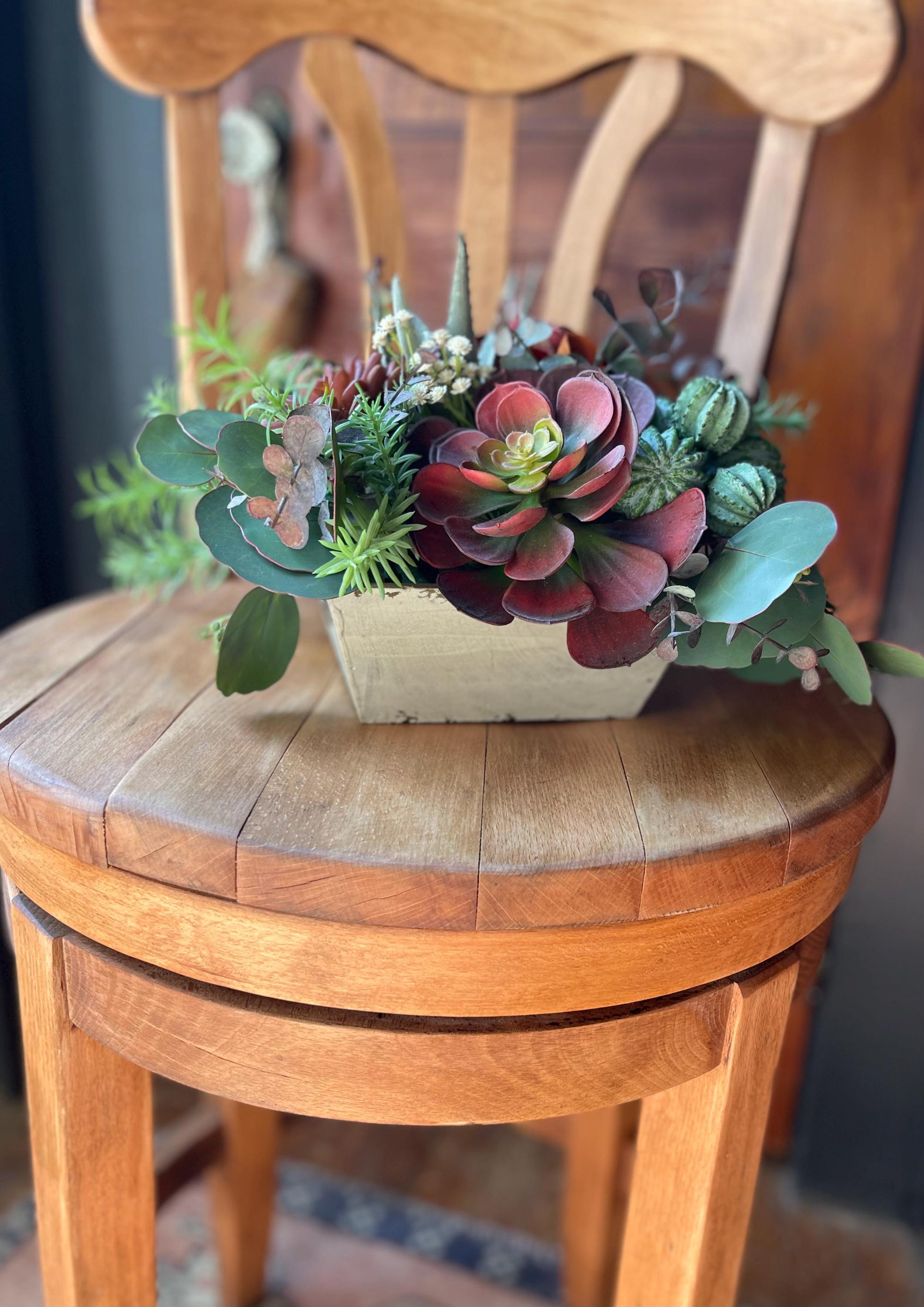 succulent table Faux Succulent Centerpiece