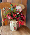 Christmas Centerpiece -The Joy, Winter arrangement, Christmas Flower arrangement for table, red & white christmas arrangement, pine berry