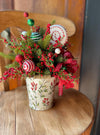 Christmas Centerpiece -The Joy, Winter arrangement, Christmas Flower arrangement for table, red & white christmas arrangement, pine berry