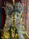 The Midori Sage Green & Silver Christmas Tree Topper Bow