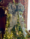 The Midori Sage Green & Silver Christmas Tree Topper Bow