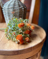 Fall Garden Greenery Bush, Orange Silk flower greenery, artificial flower bush, craft supply, button bush, artificial green bush